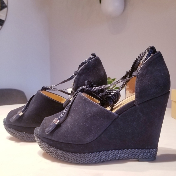 Michael Kors Braided Suede Platform Heels - Picture 2 of 6